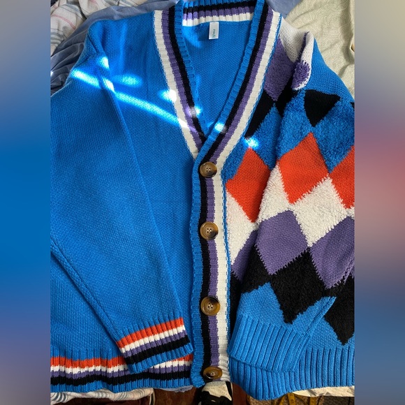 Unisex Harlequin sweater. Never worn cardigan. - Picture 4 of 7